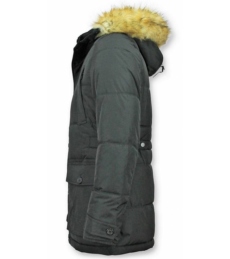 Enos Cazadoras Hombre - Chaqueta acolchada hombre - Parkas Cuello de Piel - 4Pocet - Azul