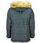 Enos Parkas Hombre - Parka hombre capucha pelo - Parkas Cuello de Piel - 4Pocet - Azul