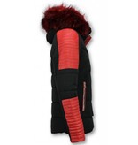 Enos Parkas Hombre - Parka hombre capucha pelo - Rojo / Negro