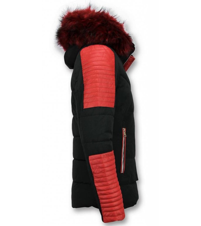 Enos Parkas Hombre - Parka hombre capucha pelo - Rojo / Negro