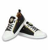 Cash Money Zapatos de Hombre - Zapatillas Bee Negro Blanco Dorado - Blanco/Negro