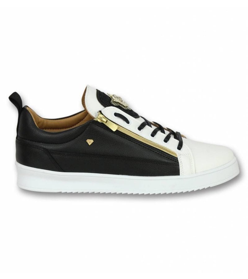 Cash Money Zapatos de Hombre - Zapatillas Bee Negro Blanco Dorado - Blanco/Negro