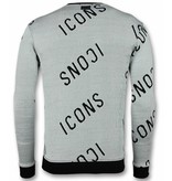 UNIMAN Print Sudaderas - ICONS Sweater Hombre - Gris