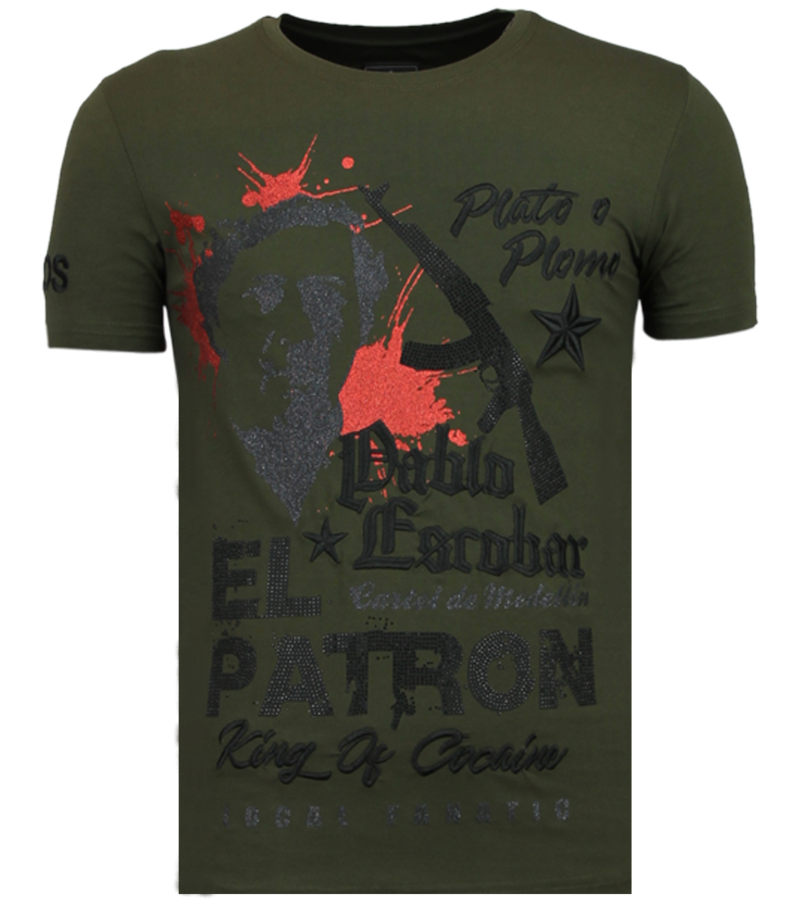 Local Fanatic Camisetas - El Patron Pablo - Rhinestone Camisetas - Verde