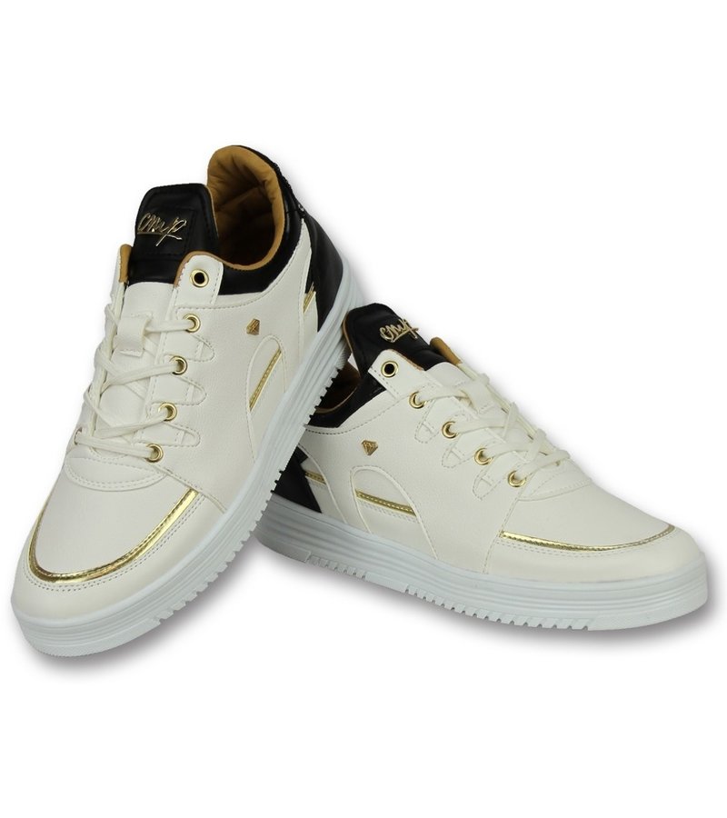 Cash Money Zapatos tipo zapatillas para hombre - Luxury White Black - CMS71 - Blanco