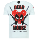 Local Fanatic Psycho Mouse Rhinestone - Camiseta Hombre - 6321W - Blanco