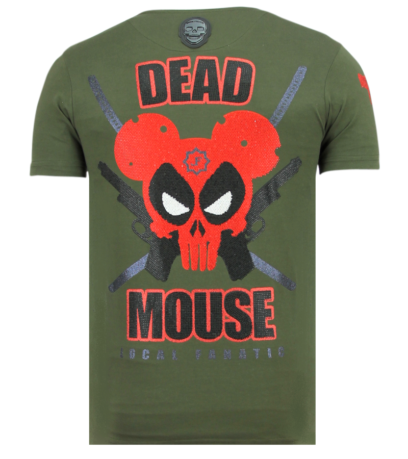 Local Fanatic Psycho Mouse Rhinestone - Camisetas Hombre - 6321G - Verde