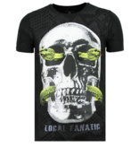 Local Fanatic Skull Snake Rhinestones - Camisetas Hombre Originales - 6326Z - Negro