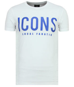 Local Fanatic Hombre ICONS Camisetas - Camisetas Divertidas - 6361W - Blanco