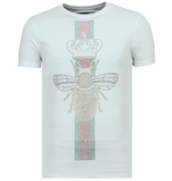 Local Fanatic King Fly Glitter Rhinestones - De Hombre Camiseta - 11-6360W - Blanco