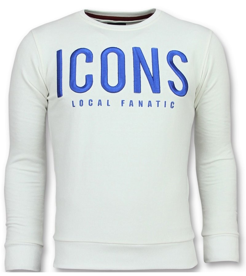 Local Fanatic ICONS Sudaderas de Marca - Hombre Sueter Para - 11-6349W - Blanco