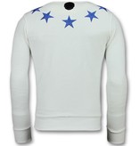 Local Fanatic Rhinestones Five Stars - Suéter de Los Hombres - 11-6354W - Blanco