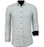 Gentile Bellini Camisas Slim Fit Para hombre - Camisa Tetris Motif - 3023 - Beige