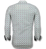 Gentile Bellini Camisas Slim Fit Para hombre - Camisa Tetris Motif - 3023 - Beige