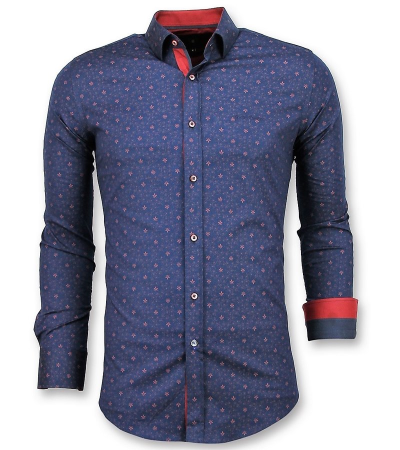 Gentile Bellini Camisas Casuales Para Hombre - Blusa De Lirio Francés - 3029 - Azul