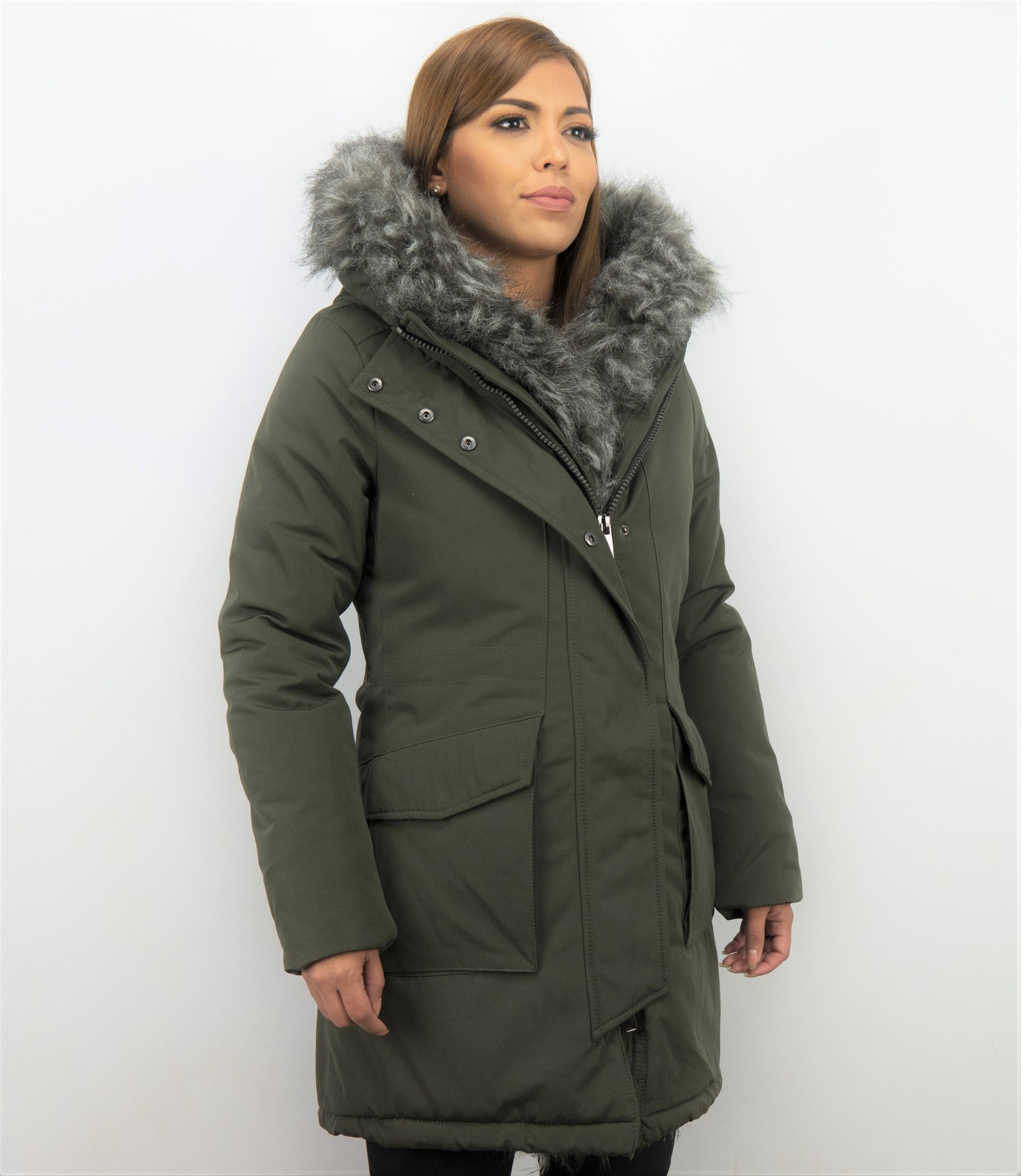  Parka - Abrigo largo para mujer, chaquetas y abrigos para mujer,  abrigos con cuello de piel sintética, color verde, XL : Ropa, Zapatos y  Joyería