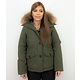 Parkas Mujer - Señora Abrigos De Invierno Corto - Capucha pelo grande - Verde