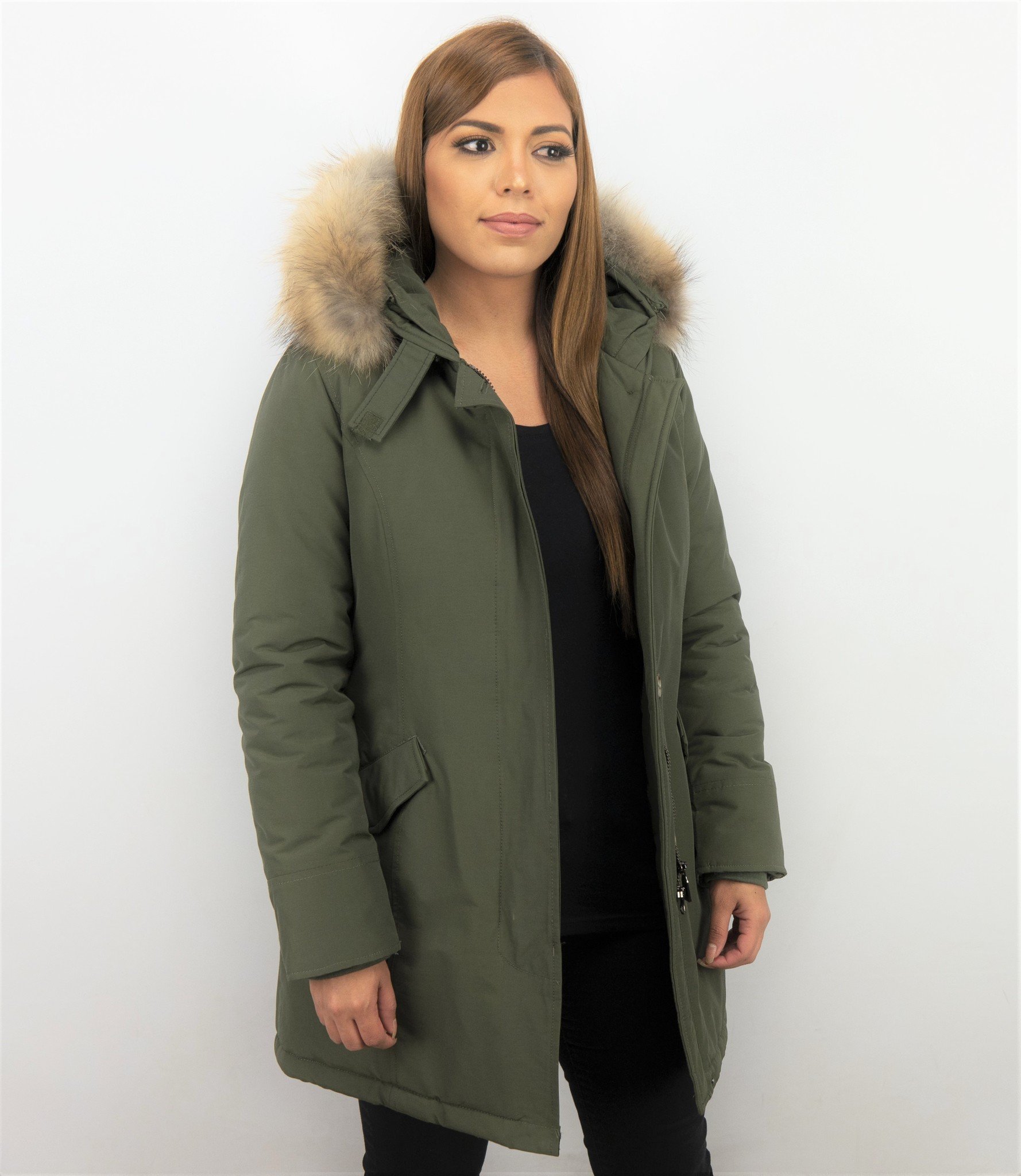 Parkas Mujer - Mujeres Abrigos De Invierno - Long Wooly - Verde - StyleItaly.es