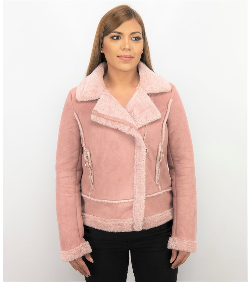 Z-design Abrigo Lammy Muje - Bikerjack Mujer - Chaqueta de Gamuza - Rosa