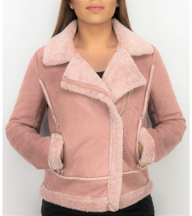 Z-design Abrigo Lammy Muje - Bikerjack Mujer - Chaqueta de Gamuza - Rosa