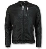 Enos Chaqueta De Cuero Falso Para Hombre - Chaqueta De Moto - Negro