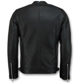 Enos Chaqueta De Cuero Falso Para Hombre - Chaqueta De Moto - Negro