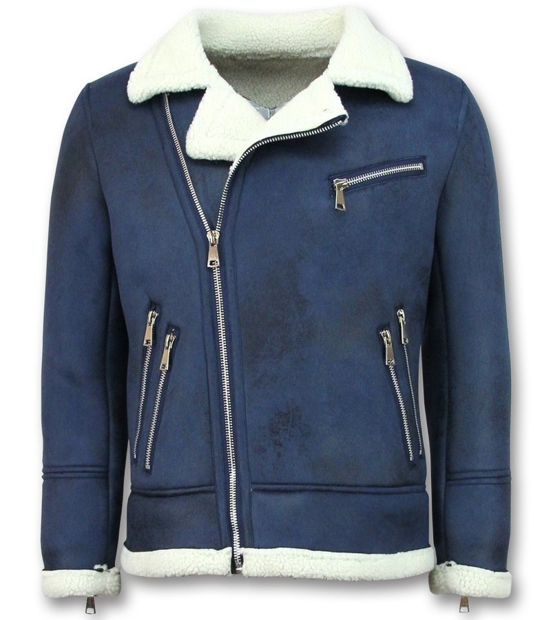 Frilivin Abrigo De Piel Artificial - Lammy Coat Hombre - Azul