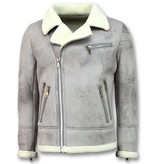 Frilivin Abrigo De Piel Artificial - Lammy Coat Chaquetas Hombre - Gris