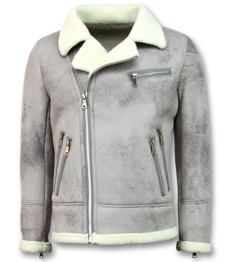 Frilivin Abrigo De Piel Artificial - Lammy Coat Chaquetas Hombre - Gris