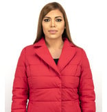 Adrexx Parka Chaqueta De Invierno Para Mujer - Cuello Rojo De Piel - Rojo