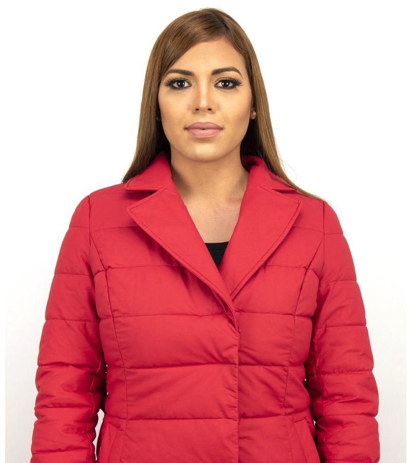 Adrexx Parka Chaqueta De Invierno Para Mujer - Cuello Rojo De Piel - Rojo