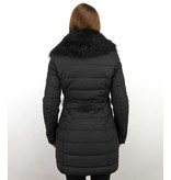 Adrexx Parka De Invierno Para Mujer - Cuello Negro De Piel - Negro