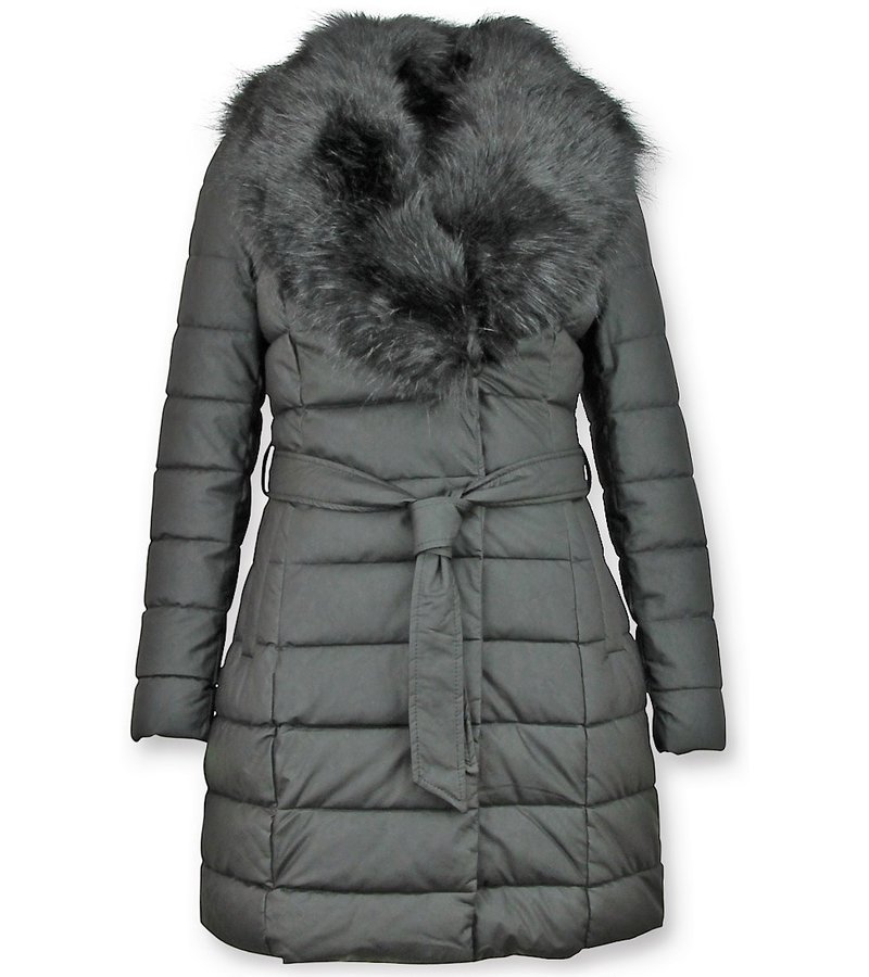 Adrexx Parka De Invierno Para Mujer - Cuello Negro De Piel - Negro