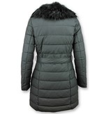 Adrexx Parka De Invierno Para Mujer - Cuello Negro De Piel - Negro