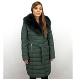 Adrexx Parka De Invierno Para Señoras - Cuello Negro De Piel - Verde