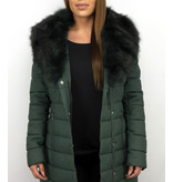 Adrexx Parka De Invierno Para Señoras - Cuello Negro De Piel - Verde