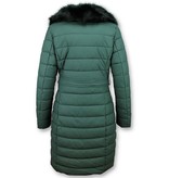 Adrexx Parka De Invierno Para Señoras - Cuello Negro De Piel - Verde