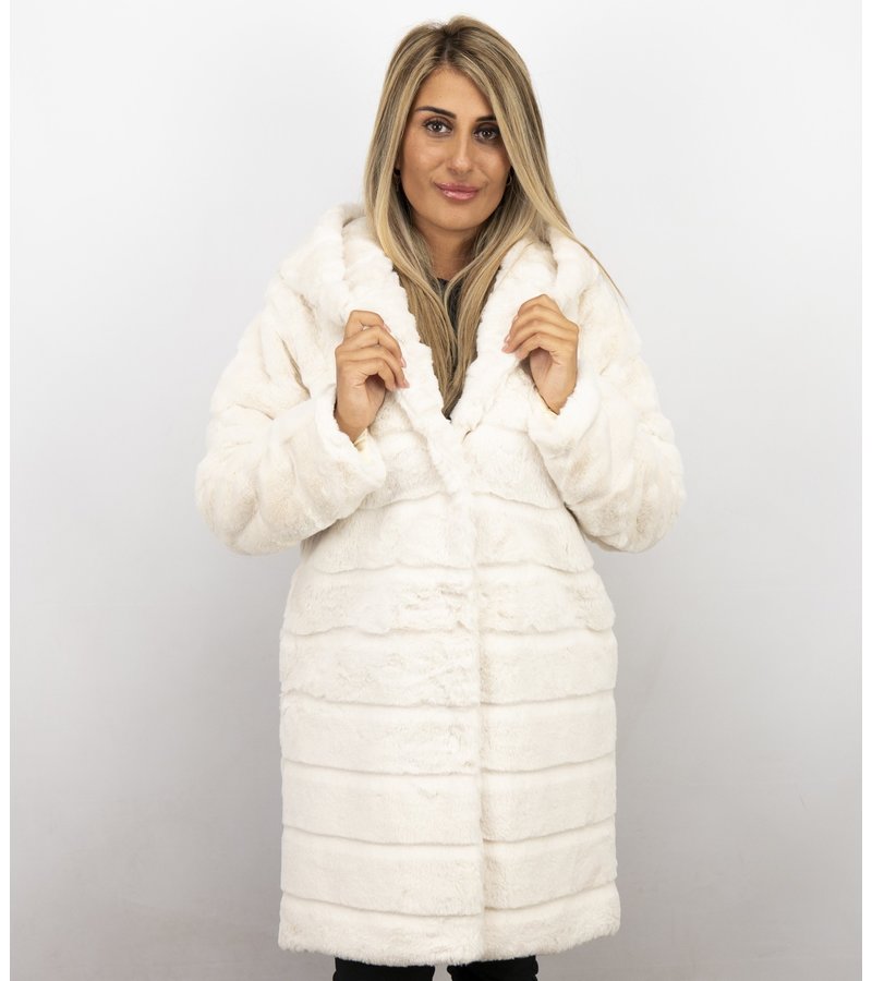 Save Style Abrigo De Piel Sintética Mujer - Parka Mujeres - Blanco