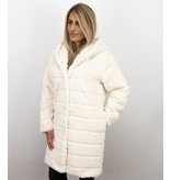 Save Style Abrigo De Piel Sintética Mujer - Parka Mujeres - Blanco