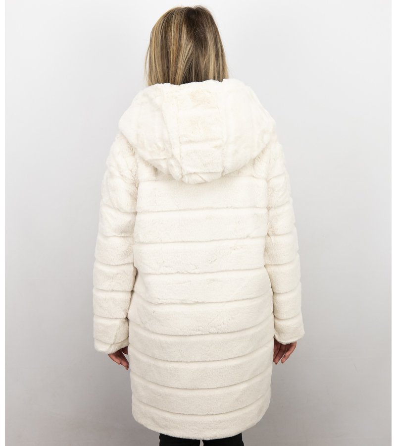 Save Style Abrigo De Piel Sintética Mujer - Parka Mujeres - Blanco