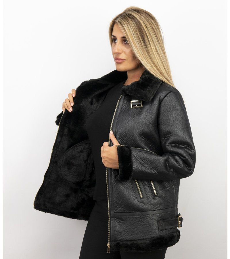 Z-design Ladies Lammy Coat - Chaqueta De Invierno Mujeres - Negro