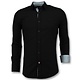 Blusa Italiana en Blanco Hombre - Men Camisas Entalladas - 3036 - Negro
