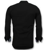 Gentile Bellini Blusa Italiana en Blanco Hombre - Men Camisas Entalladas - 3036 - Negro