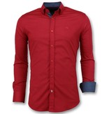 Gentile Bellini Camisas Blanco Para Hombres Italianos - Men Blusa Slim Fit - 3037 - Rojo