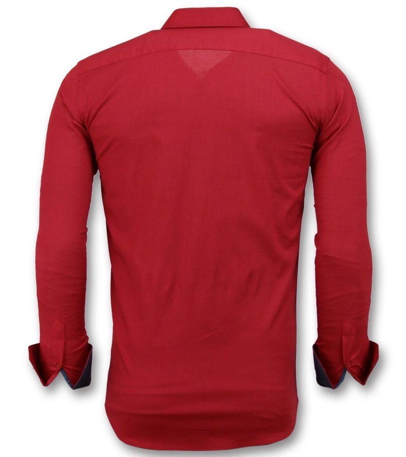 Gentile Bellini Camisas Blanco Para Hombres Italianos - Men Blusa Slim Fit - 3037 - Rojo