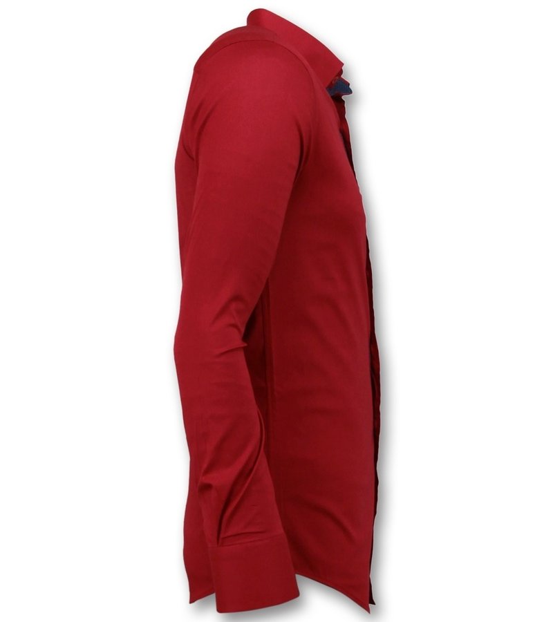 Gentile Bellini Camisas Blanco Para Hombres Italianos - Men Blusa Slim Fit - 3037 - Rojo