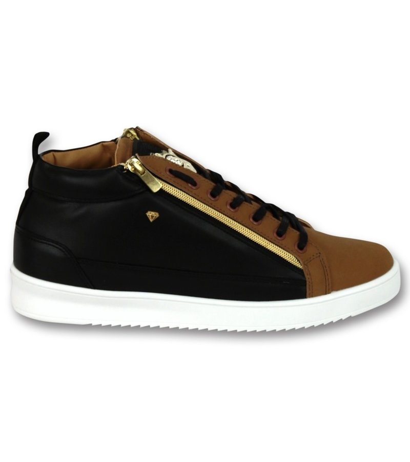 Cash Money Sneaker Para Hombre Bee Camel Black Gold High - CMS98 - Marrón