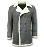 Frilivin Abrigo De Piel Artificial - Lammy Coat Long Hombre  - Gris