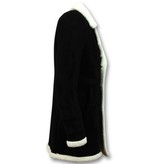 Frilivin Men Abrigo De Piel Artificial - Lammy Coat Long Hombre - Negro