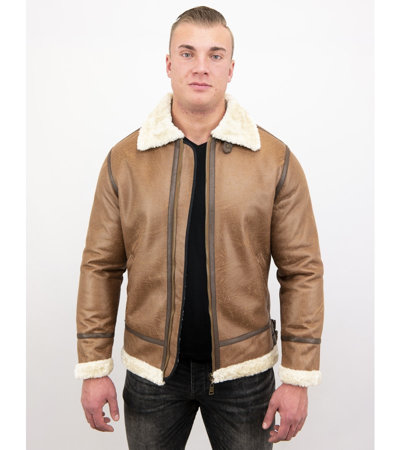 Tony Backer Men Shearling Jacket - Lammy Coat Hombre - Marrón